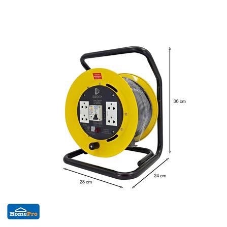 ล้อเก็บสายไฟ พร้อมเบรคเกอร์กันไฟดูด ELECKTA ET-BC1530 3600 วัตต์ 30 เมตร สีเหลือง_3