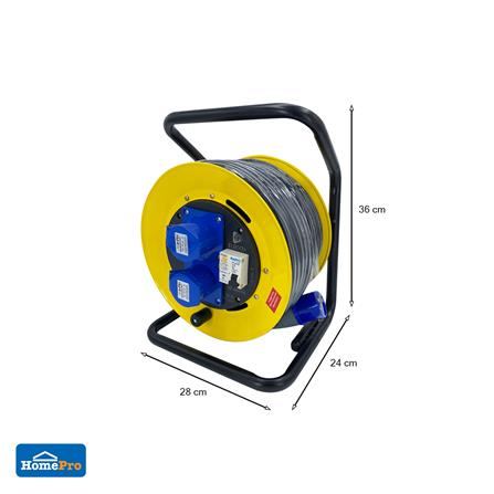 ล้อเก็บสายไฟอุตสหกรรม เพาเวอร์ปลั๊ก ELECKTA ET-BCP30 3600 วัตต์ 30 เมตร สีเหลือง_2
