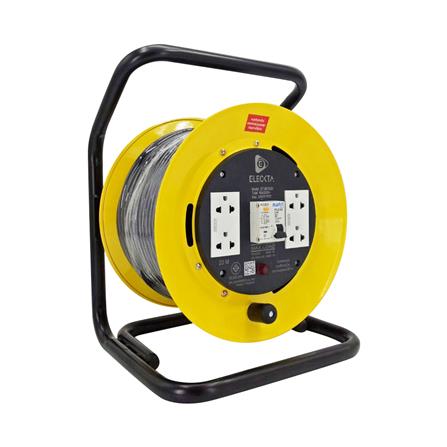ล้อเก็บสายไฟ 4 ช่อง พร้อมเบรคเกอร์กันไฟดูด ELECKTA ET-BC1520 3600 วัตต์ 20 เมตร สีเหลือง_1