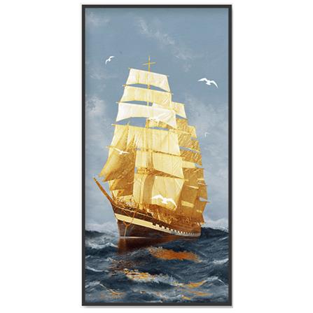 กรอบรูปภาพเรือสำเภาทอง DOSEART 40x80 ซม._0