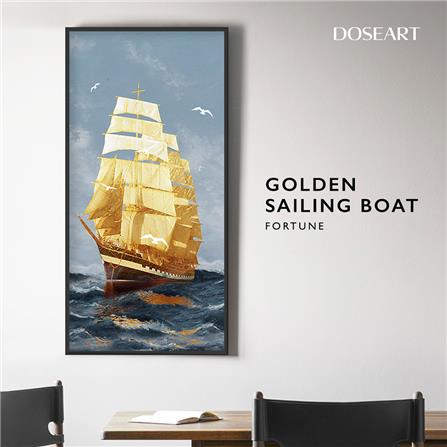 กรอบรูปภาพเรือสำเภาทอง DOSEART 40x80 ซม._3