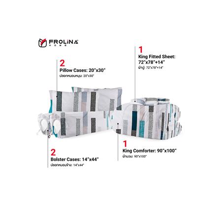 ชุดผ้าปูที่นอน 6 ฟุต 6 ชิ้น FROLINA MICROTEX DF011_2