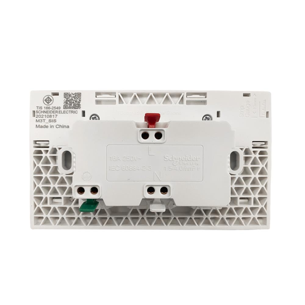 ชุดเต้ารับคู่ 3 ขา + สวิตช์ควบคุม SCHNEIDER M3T_SIS_GY สีเทา