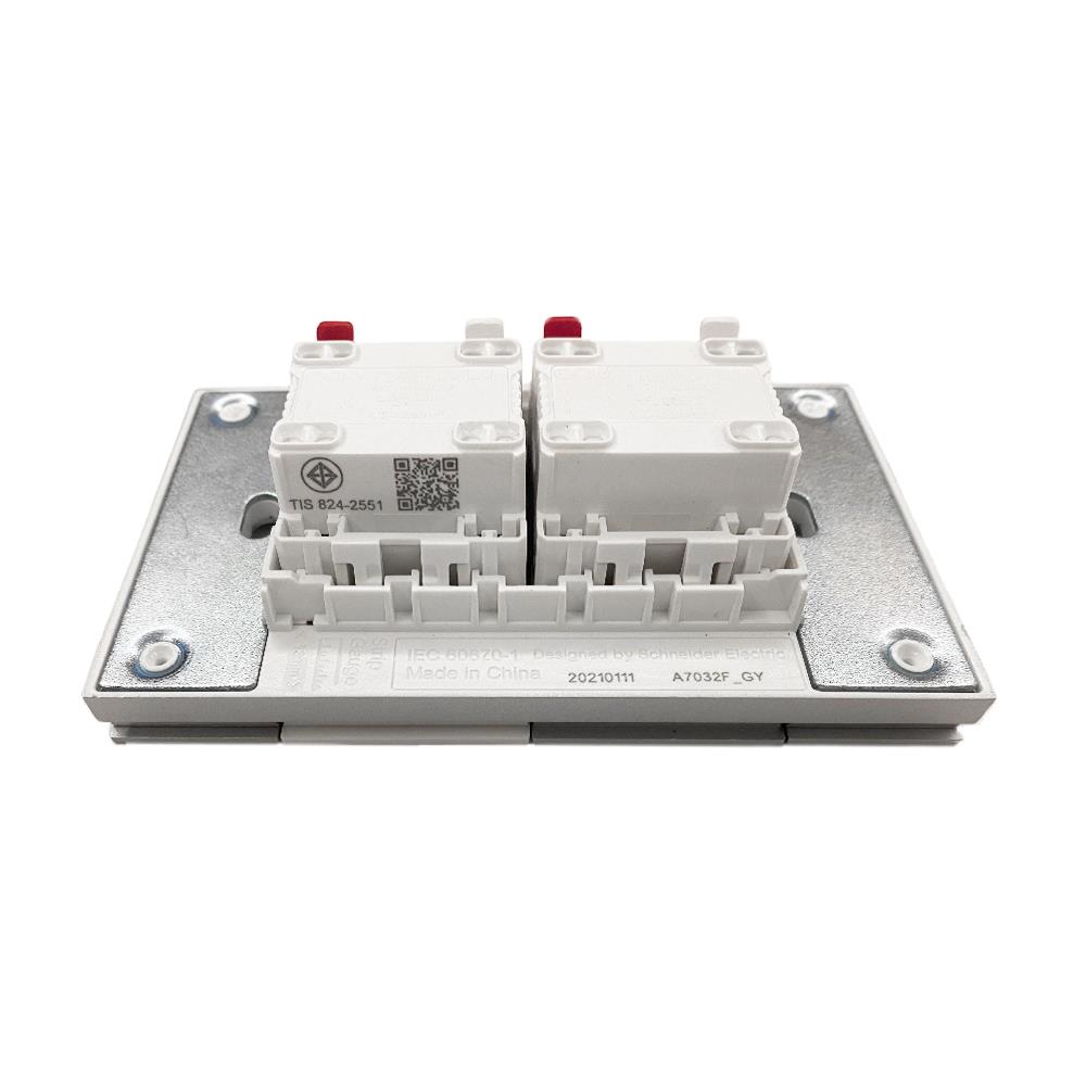 ชุดสวิตช์ทางเดียว 2 ช่อง SCHNEIDER A7032F_GY สีเทา