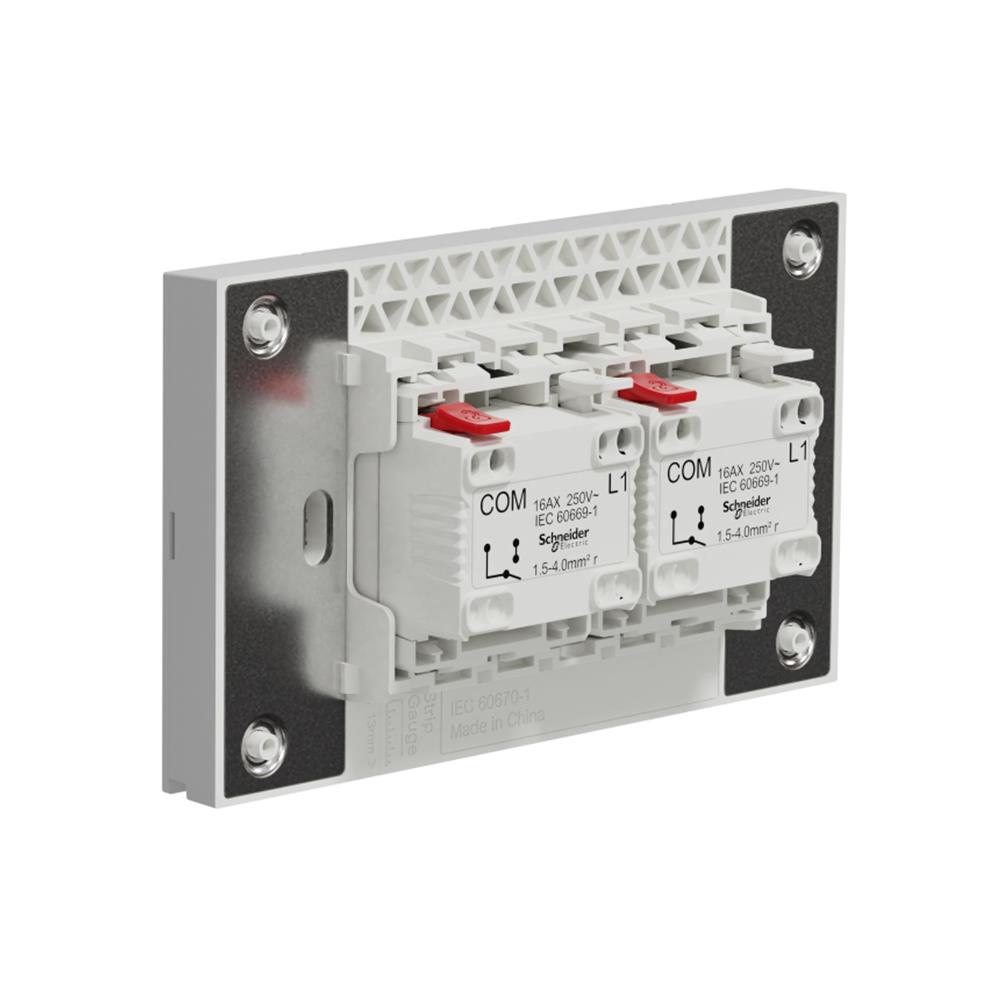 ชุดสวิตช์ทางเดียว 2 ช่อง SCHNEIDER A7032F_GY สีเทา