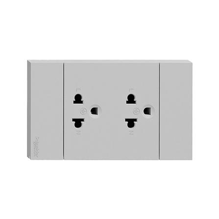 ชุดเต้ารับคู่ 3 ขา 2 ช่อง SCHNEIDER A70426UST_GY สีเทา