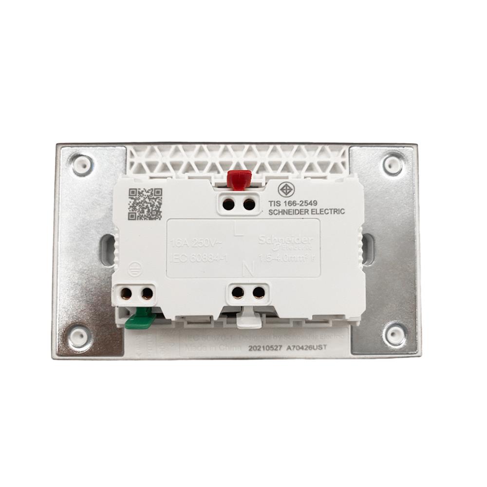 ชุดเต้ารับคู่ 3 ขา 2 ช่อง SCHNEIDER  A70426UST_WH  สีขาว