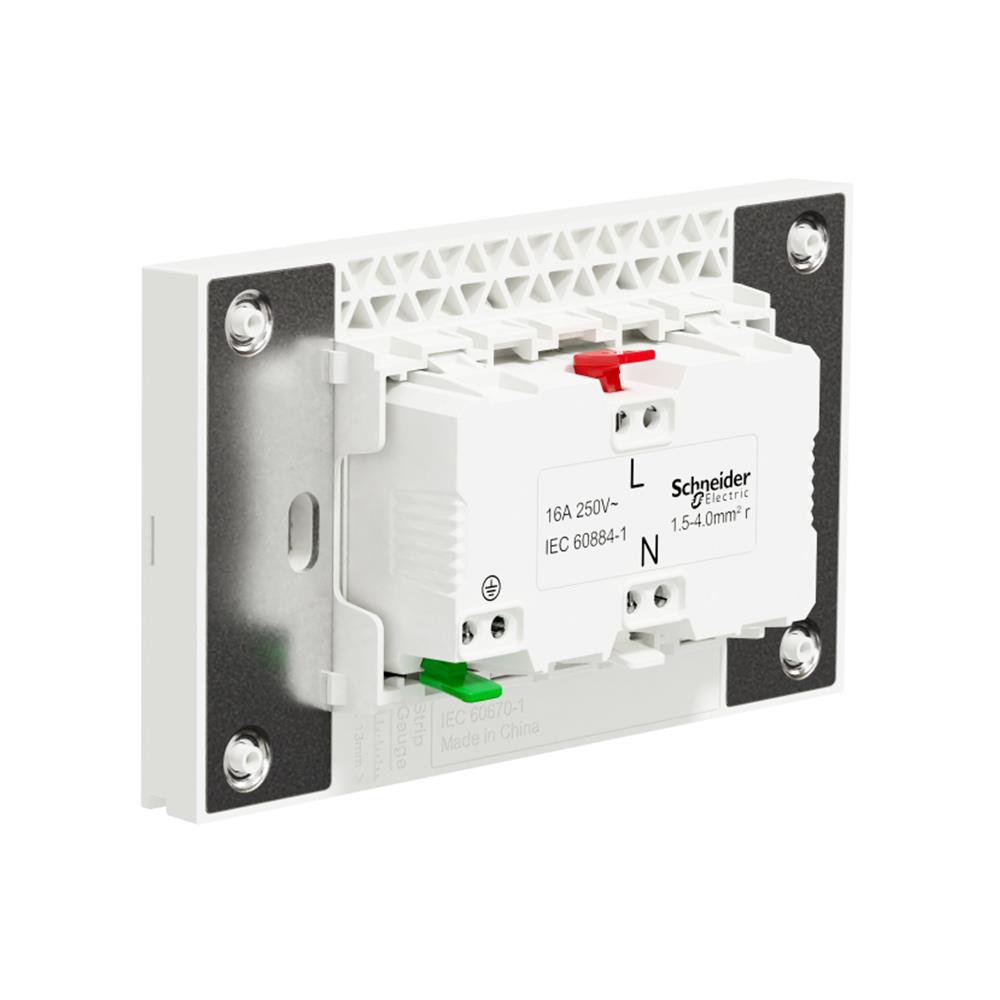 ชุดเต้ารับคู่ 3 ขา 2 ช่อง SCHNEIDER  A70426UST_WH  สีขาว