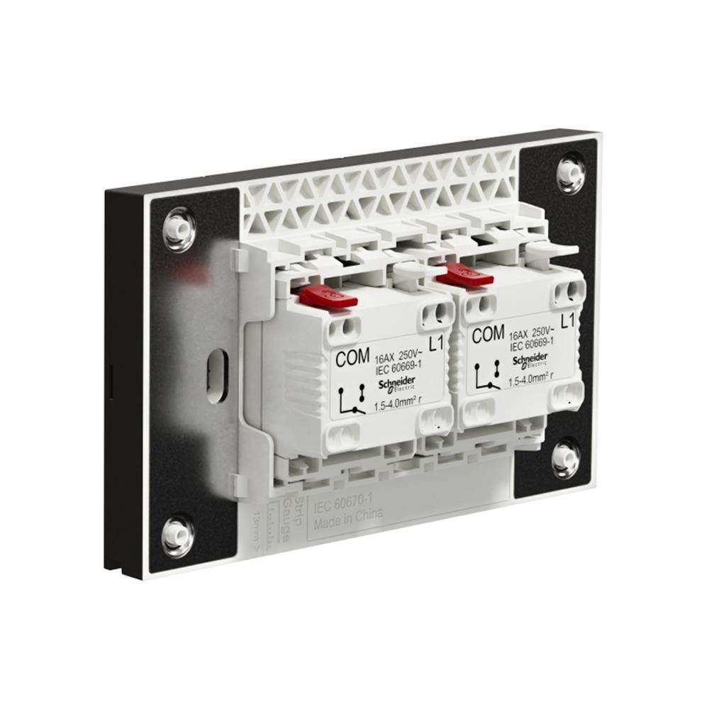 ชุดสวิตช์ทางเดียว 2 ช่อง SCHNEIDER A7032F_BK สีดำ