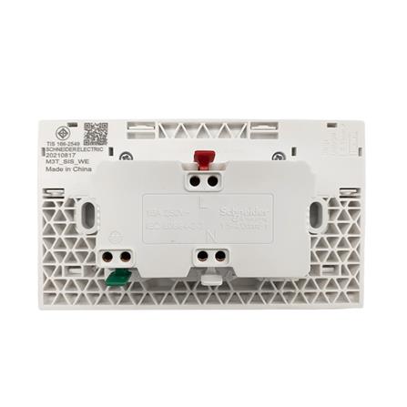 ชุดเต้ารับคู่ 3 ขา + สวิตช์ควบคุม SCHNEIDER M3T_SIS_WH สีขาว_1