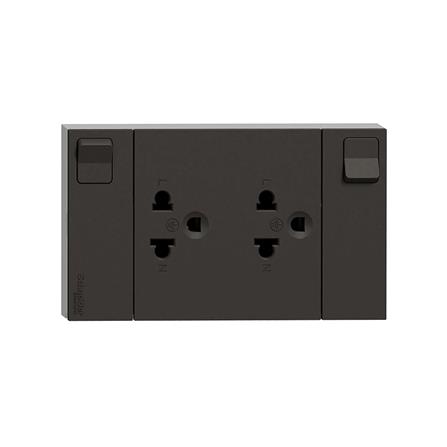 ชุดเต้ารับคู่ 3 ขา + สวิตช์ควบคุม SCHNEIDER M3T_SIS_BK สีดำ