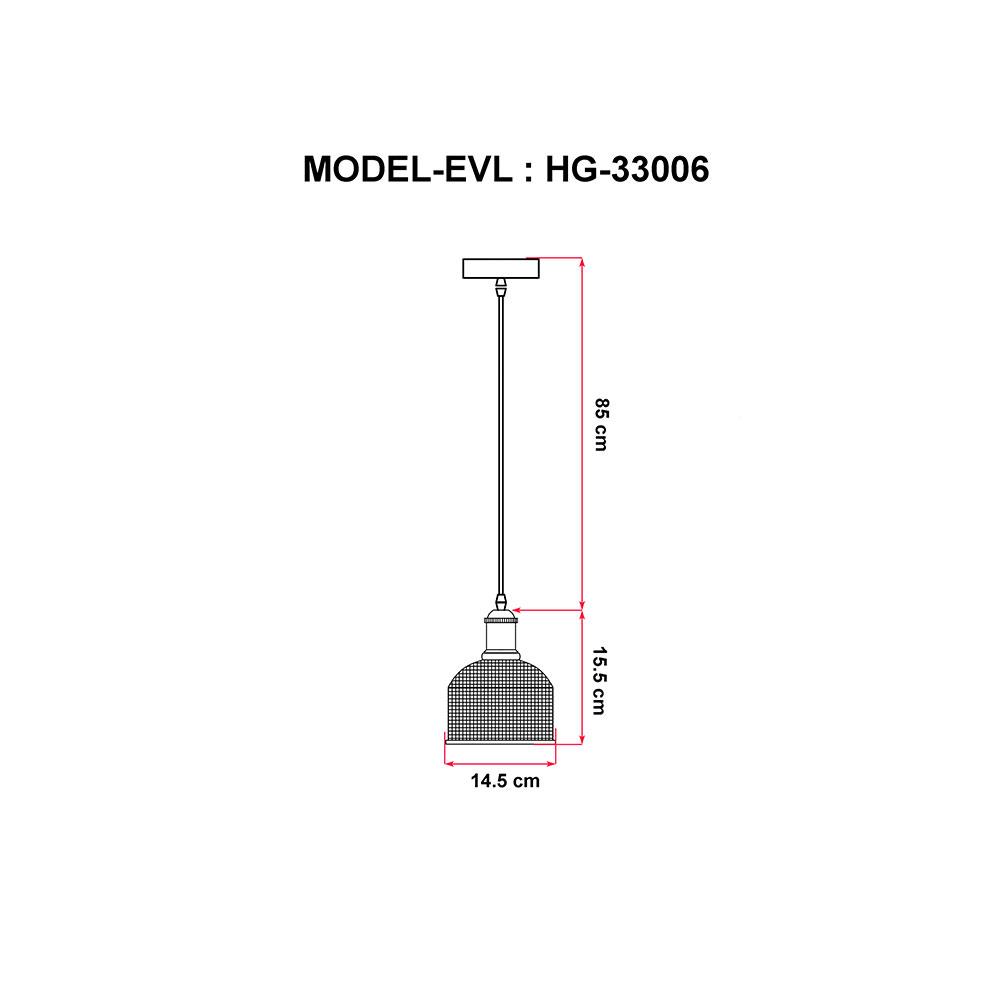 ไฟช่อ EVL HG-33006 ใส/ทอง/ดำ 1 หัว