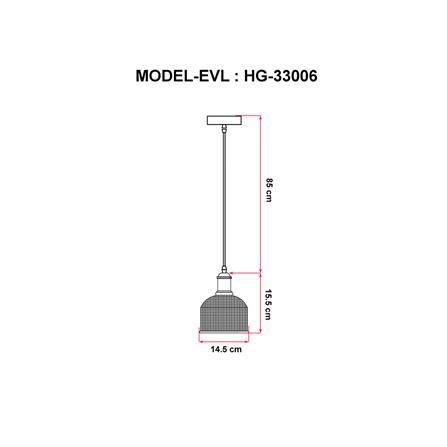 ไฟช่อ EVL HG-33006 ใส/ทอง/ดำ 1 หัว_2