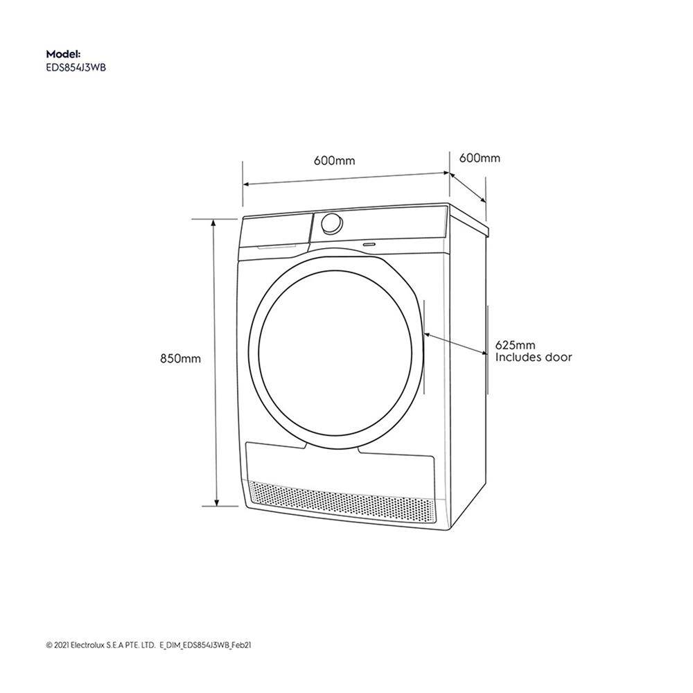เครื่องอบผ้าฝาหน้า ELECTROLUX EDS854J3WB 8.5 กก.+ขาตั้ง
