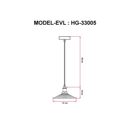 ไฟช่อ EVL HG-33005 ใส/ทอง/ดำ 1 หัว_2