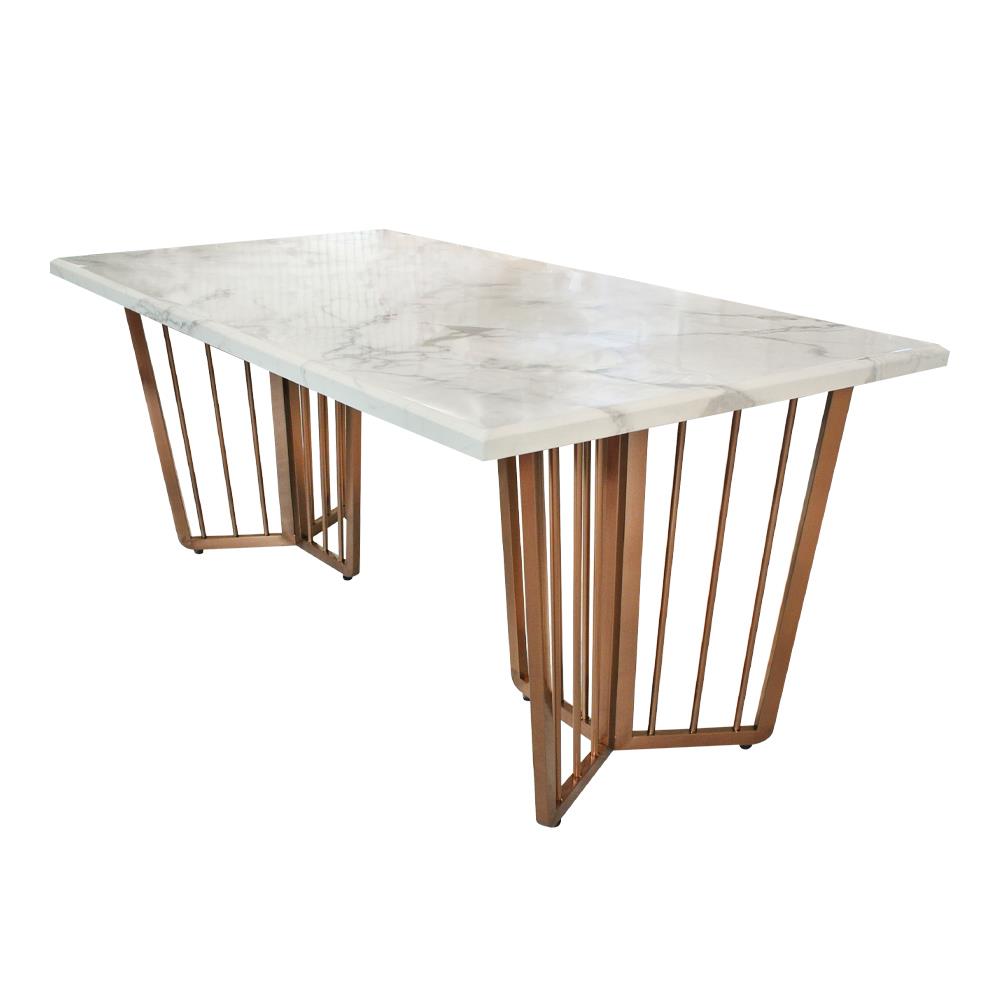 โต๊ะอาหาร KAWIN TWIN LEG สีขาว/ROSE GOLD