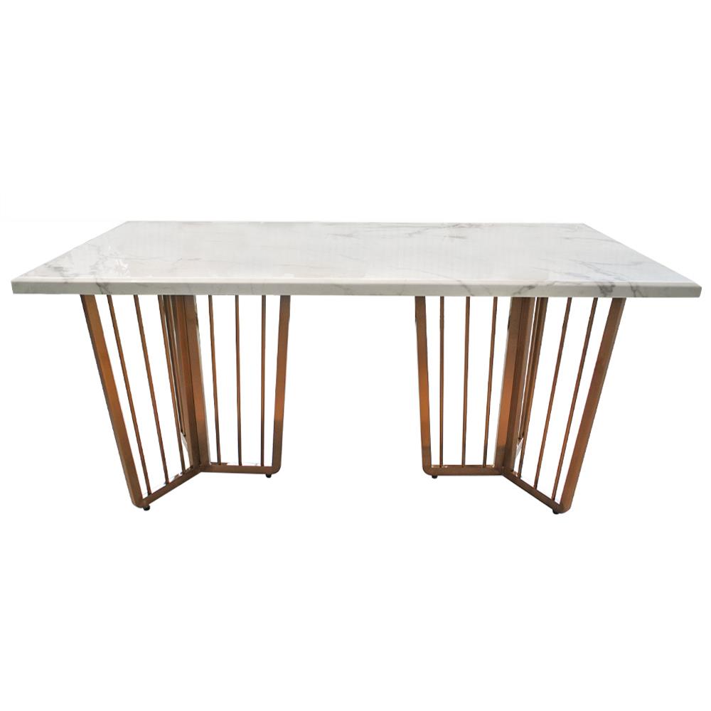 โต๊ะอาหาร KAWIN TWIN LEG สีขาว/ROSE GOLD