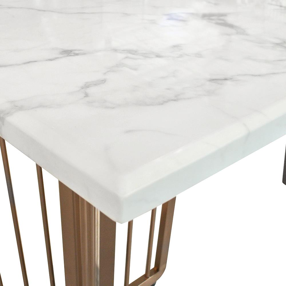 โต๊ะอาหาร KAWIN TWIN LEG สีขาว/ROSE GOLD