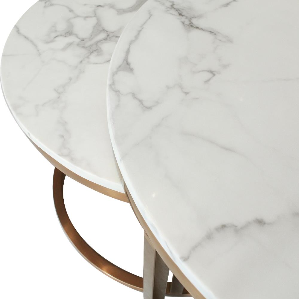 โต๊ะกลาง 2 ชิ้น KAWIN DOUBLE STEP สีขาว/ทอง