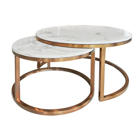 โต๊ะกลาง 2 ชิ้น KAWIN DOUBLE STEP สีขาว/ทอง