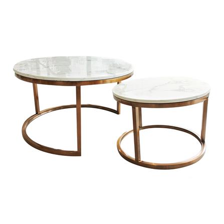 โต๊ะกลาง 2 ชิ้น KAWIN DOUBLE STEP สีขาว/ทอง_1