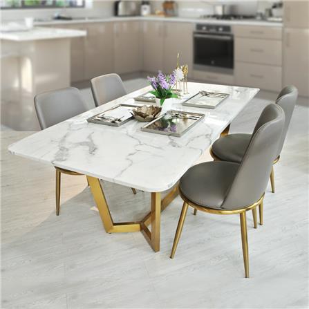 โต๊ะอาหาร KAWIN DOUBLE Y สีขาว/ทอง_4