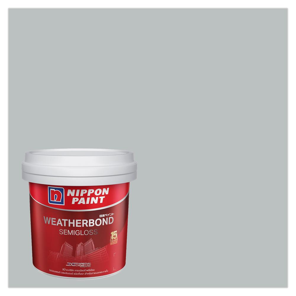 สีน้ำทาภายนอก NIPPON PAINT WEATHERBOND สี STILETTO GREY #NPN1992P กึ่งเงา 9 ลิตร