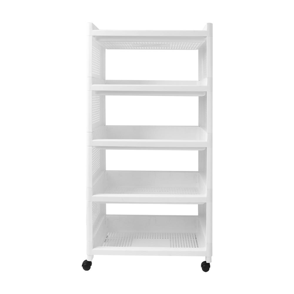 ชั้นวางของ 5 ชั้น มีล้อ STACKO IVA 49.5X36X98.5 ซม. สีขาว