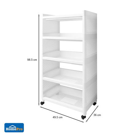 ชั้นวางของ 5 ชั้น มีล้อ STACKO IVA 49.5X36X98.5 ซม. สีขาว_6