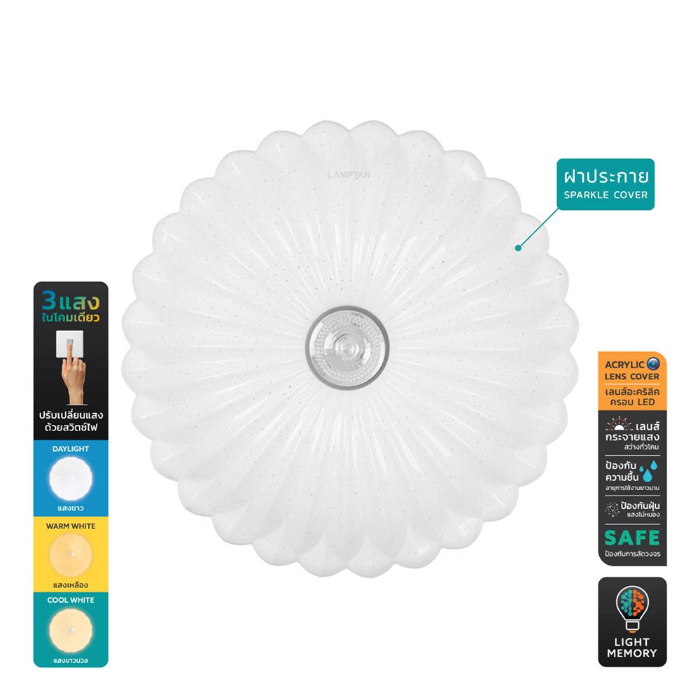 ไฟเพดาน LED LAMPTAN SUNFLOWER 19 นิ้ว 50 วัตต์ DAYLIGHT/COOL WHITE/WARM WHITE สีขาว