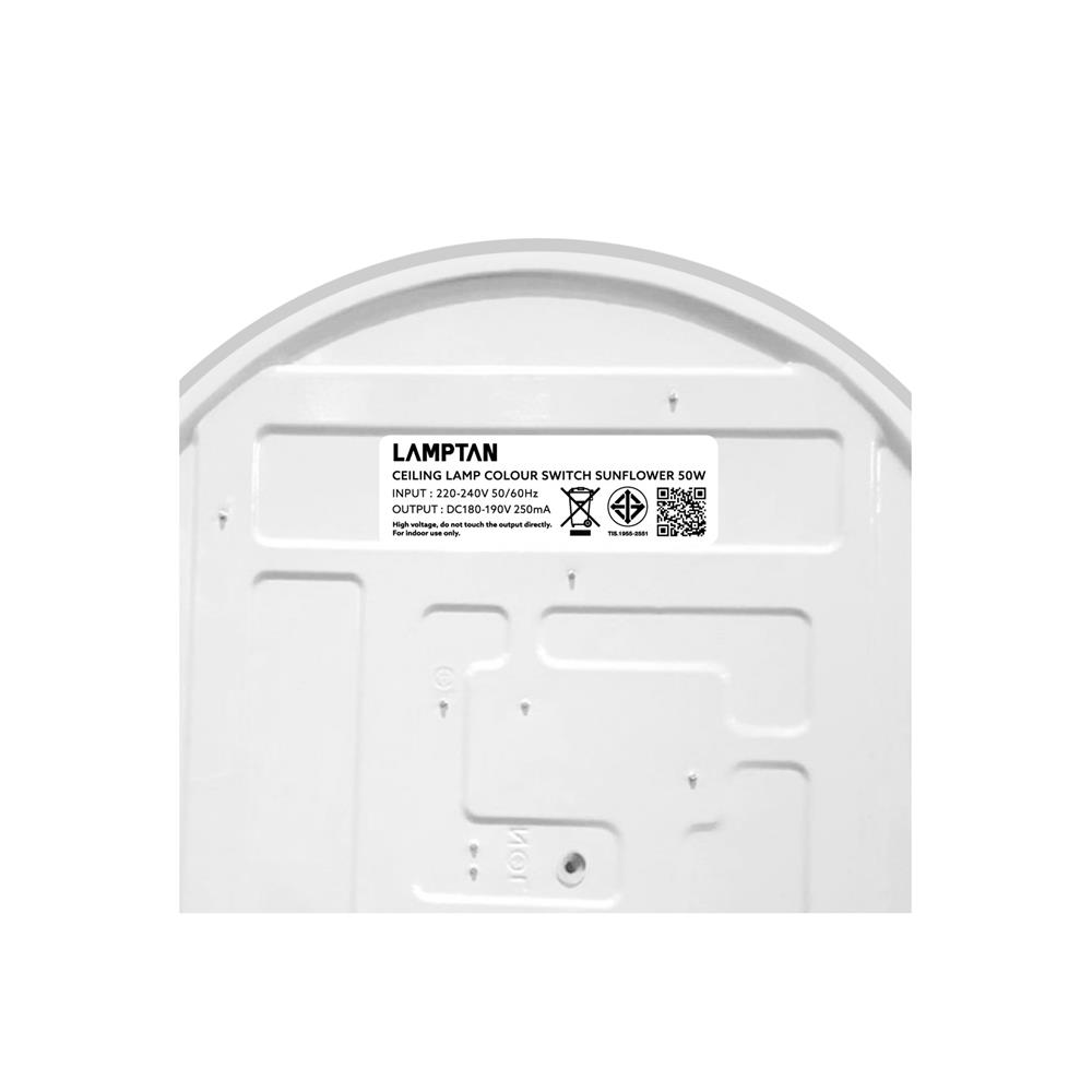 ไฟเพดาน LED LAMPTAN SUNFLOWER 19 นิ้ว 50 วัตต์ DAYLIGHT/COOL WHITE/WARM WHITE สีขาว
