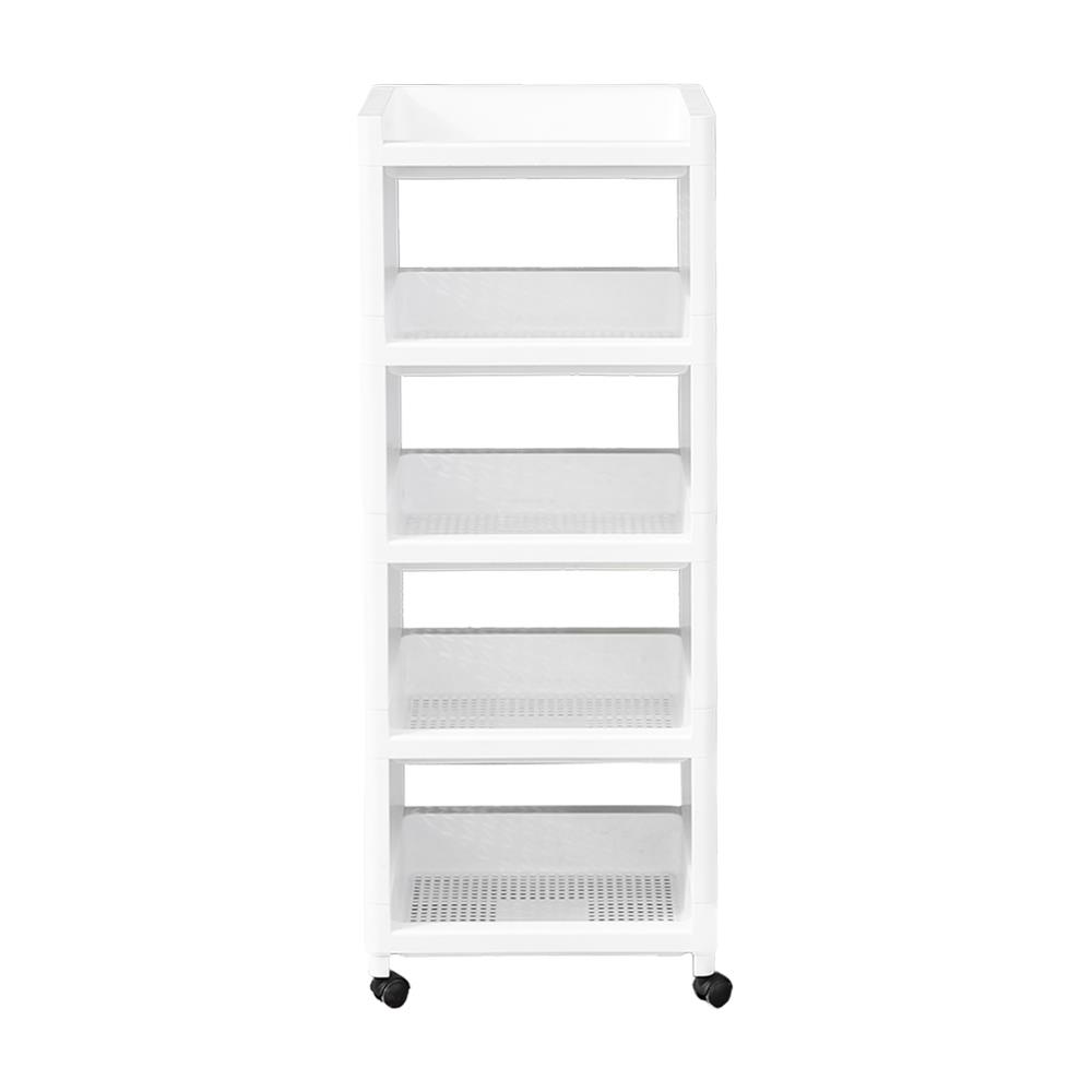 ชั้นวางของ 5 ชั้น มีล้อ STACKO IVA 29.5X36X98.5 ซม. สีขาว