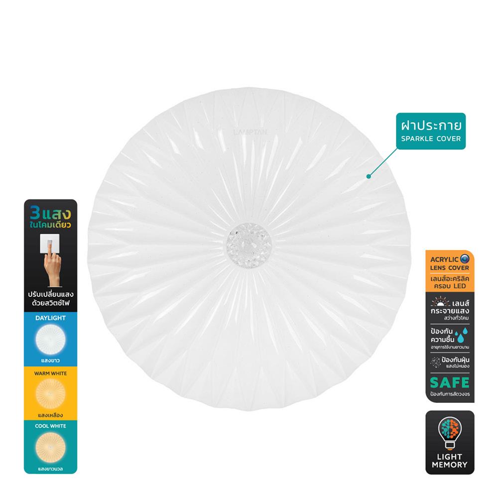 ไฟเพดาน LED LAMPTAN LOTUS 19.5 นิ้ว 50 วัตต์ DAYLIGHT/COOL WHITE/WARM WHITE สีขาว
