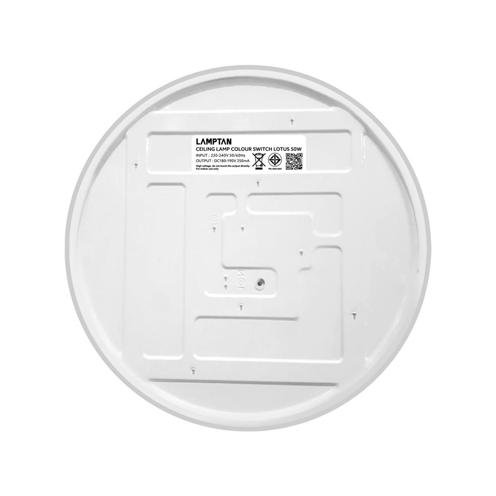 ไฟเพดาน LED LAMPTAN LOTUS 19.5 นิ้ว 50 วัตต์ DAYLIGHT/COOL WHITE/WARM WHITE สีขาว