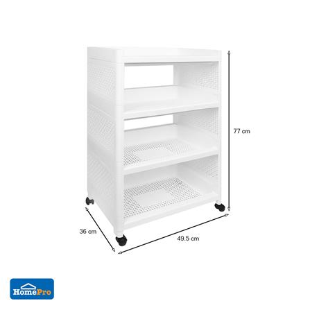 ชั้นวางของ 4 ชั้น มีล้อ STACKO IVA 49.5X36X77 ซม. สีขาว_6