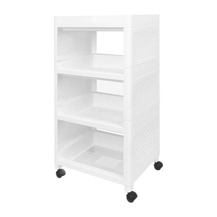 ชั้นวางของ 4 ชั้น มีล้อ STACKO IVA 29.5X36X77 ซม. สีขาว_2