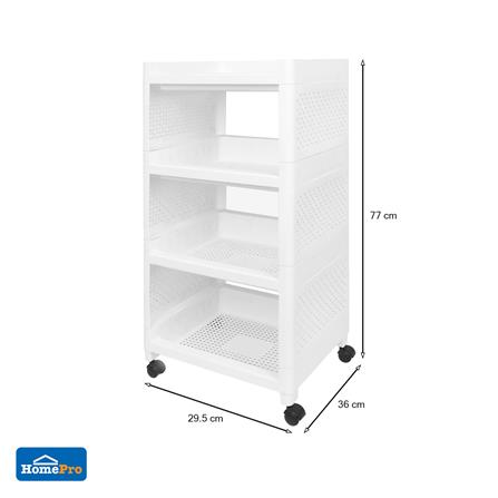 ชั้นวางของ 4 ชั้น มีล้อ STACKO IVA 29.5X36X77 ซม. สีขาว_7