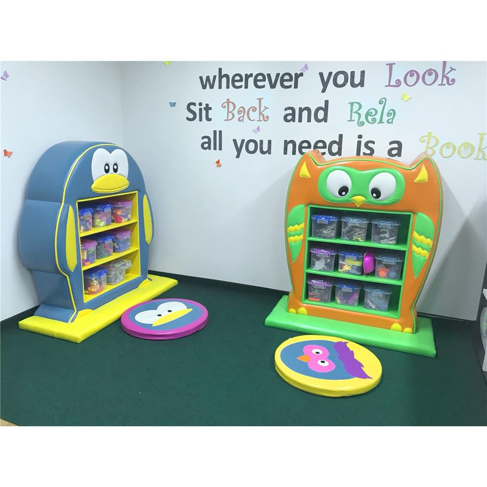 ชั้นวางของเด็กแบบตั้งพื้น PLAY SANOOK นกฮูก สีส้ม/เขียว