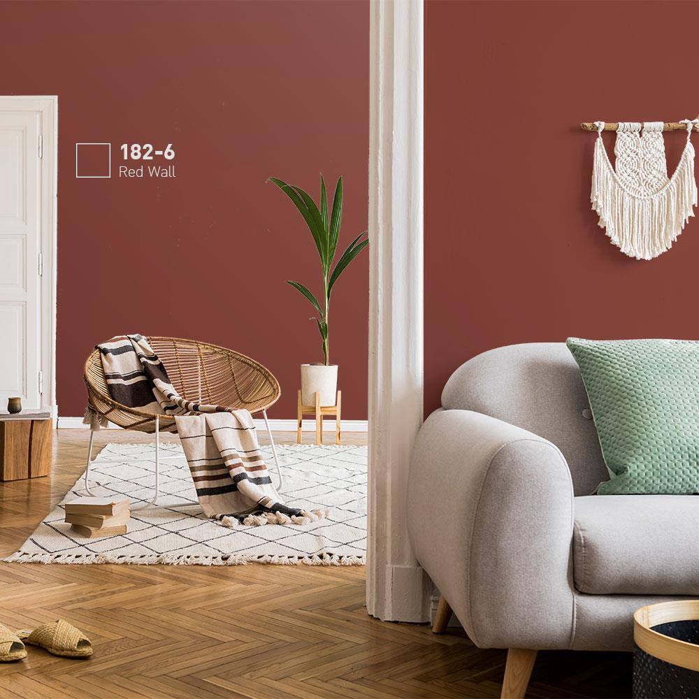 สีน้ำทาภายใน BEGER AIRFRESH GOLD สี RED WALL #182-6 กึ่งเงา 9 ลิตร