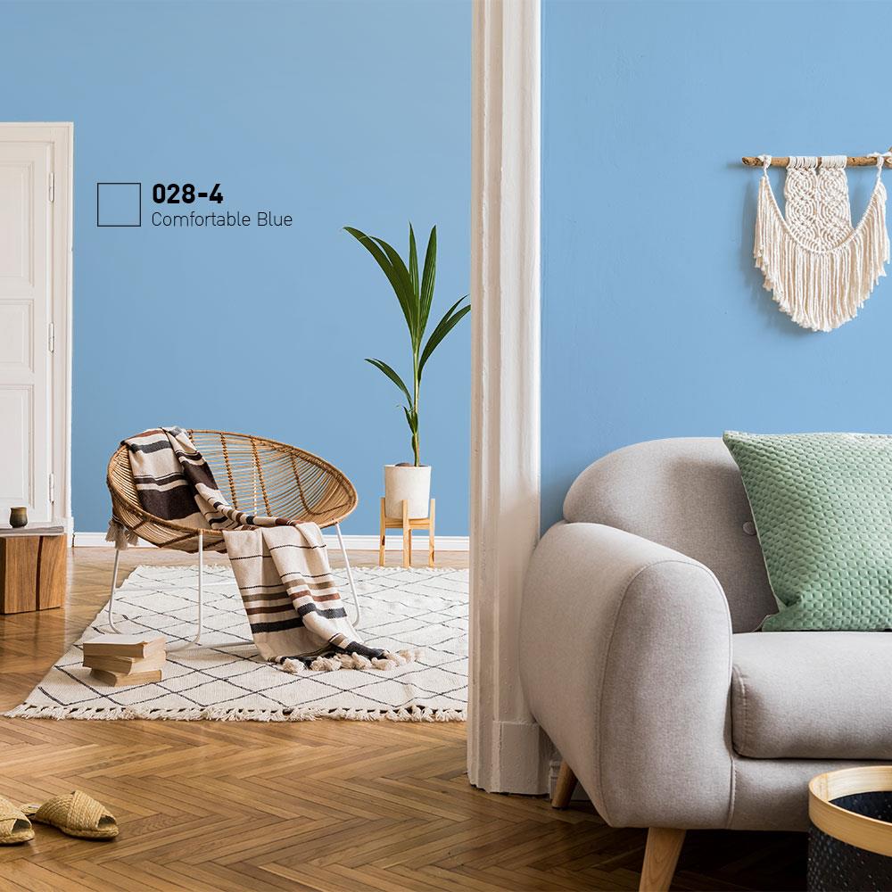 สีน้ำทาภายใน BEGER AIRFRESH GOLD สี COMFORTABLE BLUE #028-4 กึ่งเงา 9 ลิตร