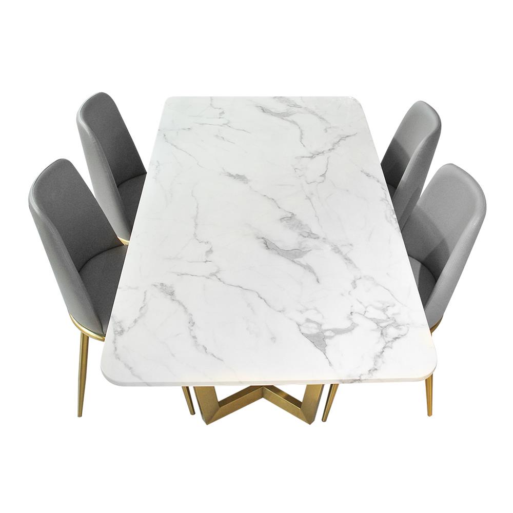 ชุดโต๊ะอาหาร 4 ที่นั่ง KAWIN DOUBLE Y สีขาว/ทอง