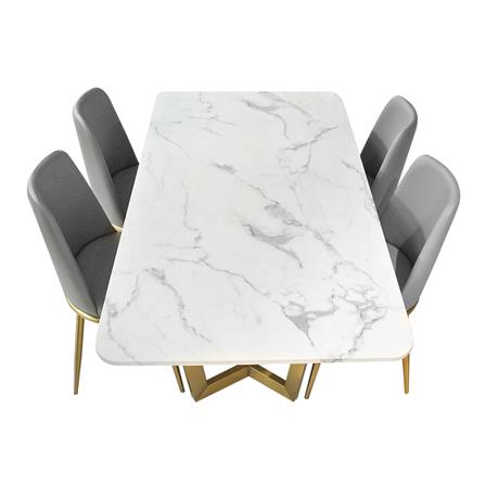 ชุดโต๊ะอาหาร 4 ที่นั่ง KAWIN DOUBLE Y สีขาว/ทอง_1