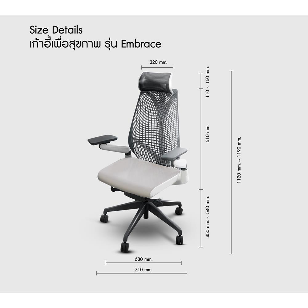 D.I.Y. เก้าอี้เพื่อสุขภาพ BEWELL EMBRAC สีเทา/ขาว