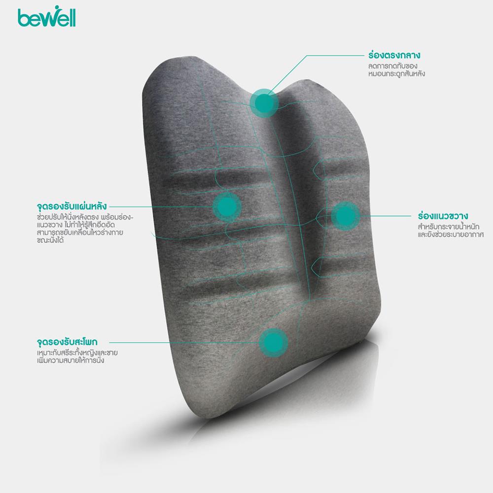 เบาะรองหลัง BEWELL EC01-CT สีเทา
