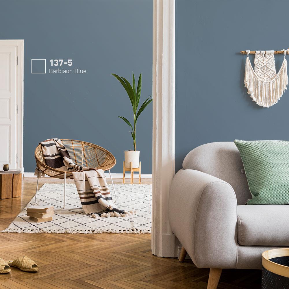 สีน้ำทาภายใน BEGER AIRFRESH GOLD สี BARBIAON BLUE #137-5 กึ่งเงา 9 ลิตร