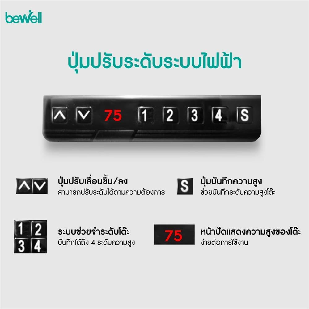 D.I.Y. โต๊ะทำงานปรับระดับ BEWELL ERGO 140X75 ซม. สีขาว/ดำ