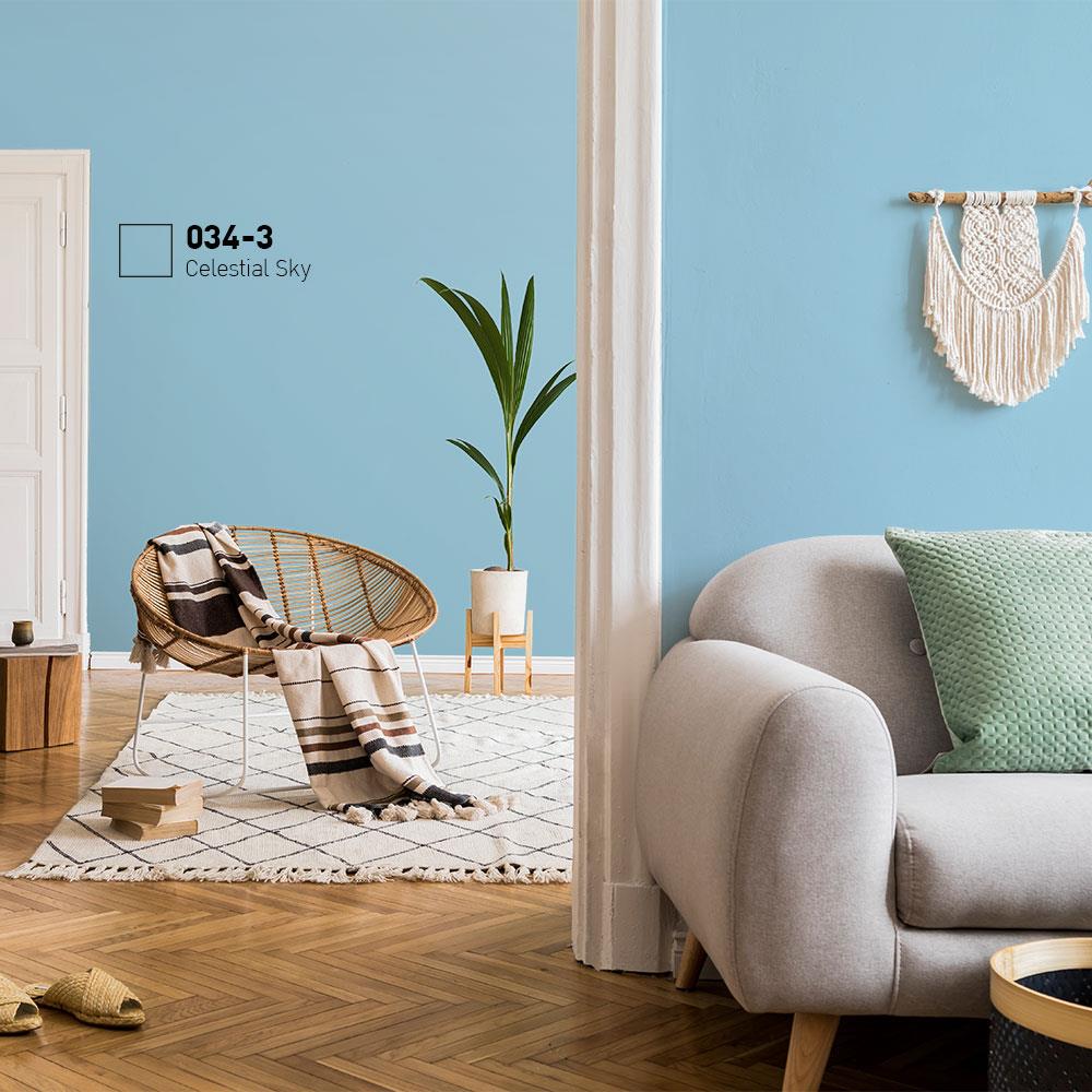 สีน้ำทาภายใน BEGER AIRFRESH GOLD สี CELESTIAL SKY #034-3 กึ่งเงา 9 ลิตร