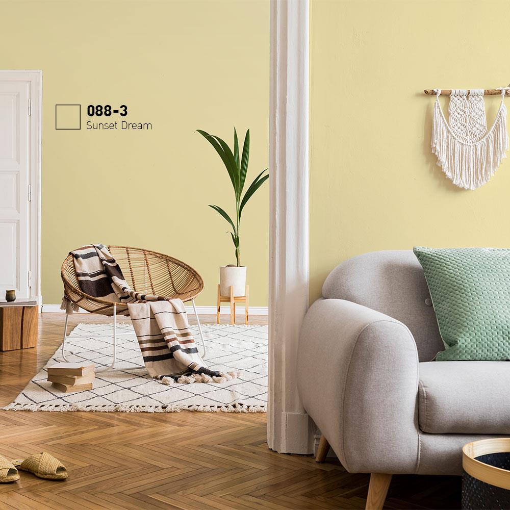 สีน้ำทาภายใน BEGER AIRFRESH GOLD สี SUNSET DREAM #088-3 กึ่งเงา 9 ลิตร