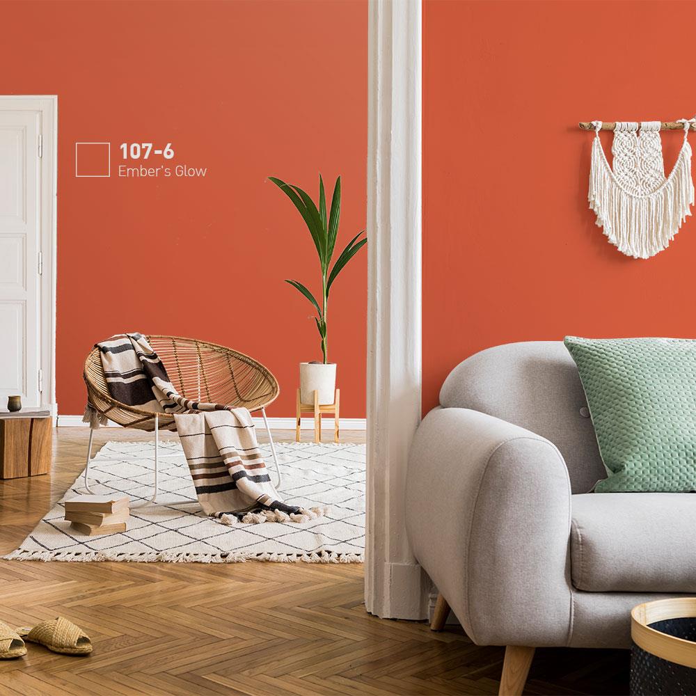 สีน้ำทาภายใน BEGER AIRFRESH GOLD สี EMBER'D GLOW #107-6 กึ่งเงา 9 ลิตร