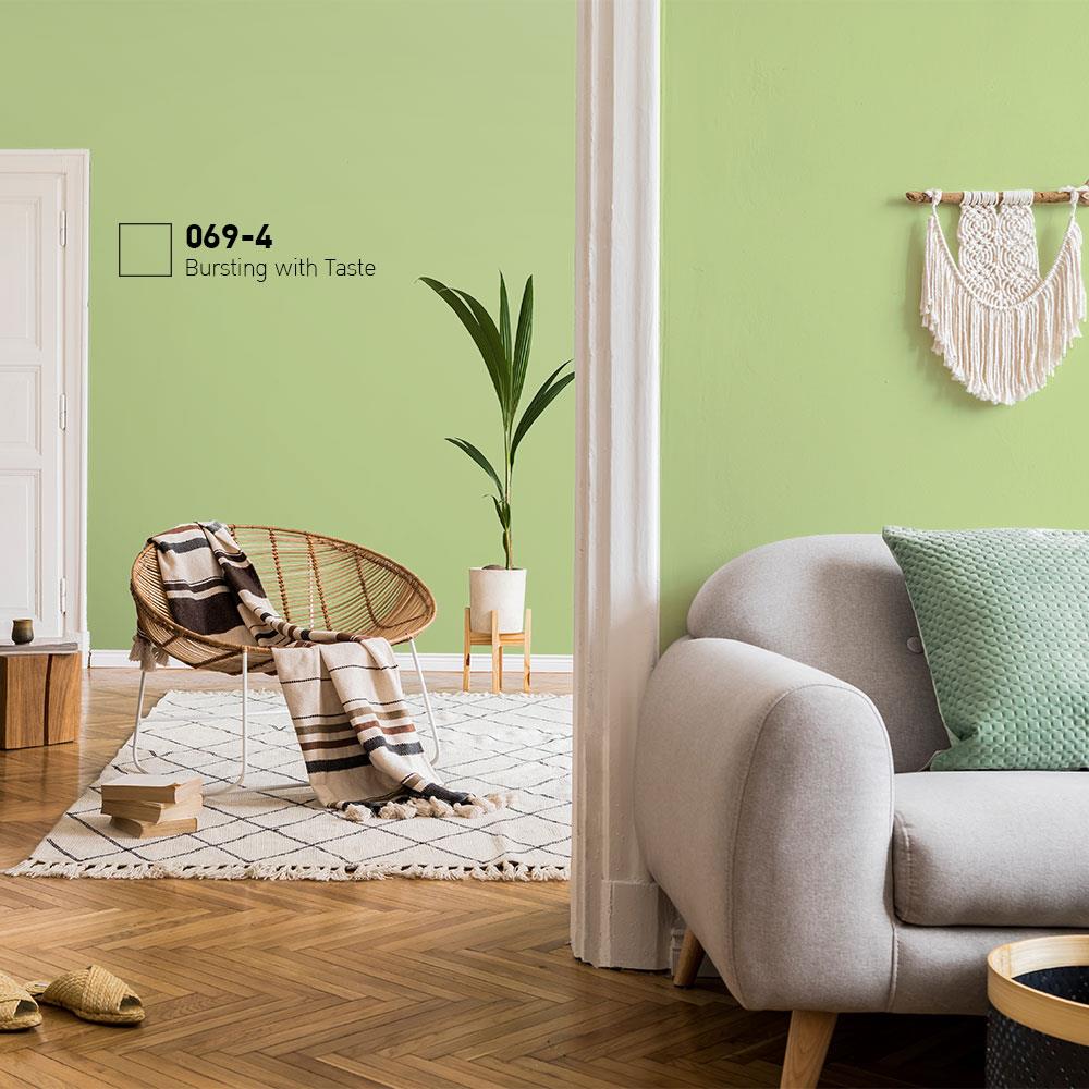 สีน้ำทาภายใน BEGER AIRFRESH GOLD สี BURSTING WITH TASTE #069-4 กึ่งเงา 9 ลิตร